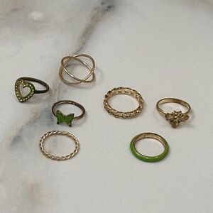7 pc gold rings